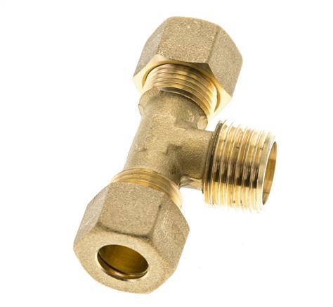 R 1/2'' Male x 12mm Brass Tee Compression Fitting 75 Bar DIN EN 1254-2