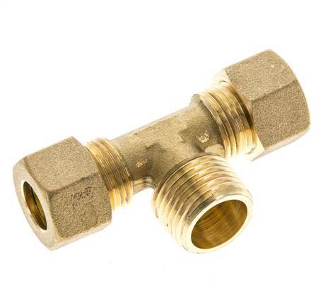 R 1/2'' Male x 12mm Brass Tee Compression Fitting 75 Bar DIN EN 1254-2