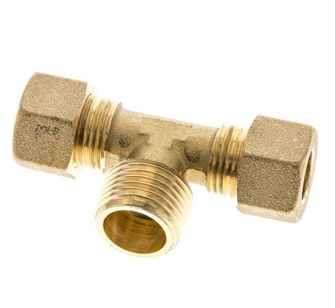 R 1/2'' Male x 12mm Brass Tee Compression Fitting 75 Bar DIN EN 1254-2
