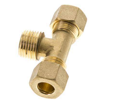 R 1/2'' Male x 12mm Brass Tee Compression Fitting 75 Bar DIN EN 1254-2