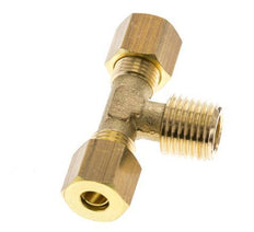 R 1/4'' Male x 6mm Brass Tee Compression Fitting 150 Bar DIN EN 1254-2