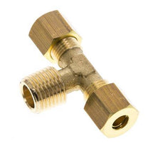 R 1/4'' Male x 6mm Brass Tee Compression Fitting 150 Bar DIN EN 1254-2