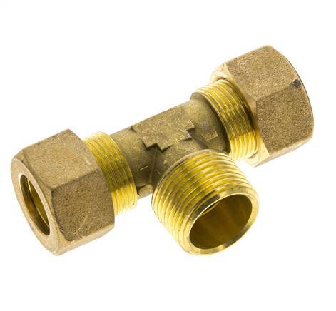 R 3/4'' Male x 18mm Brass Tee Compression Fitting 67 Bar DIN EN 1254-2