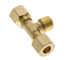 R 3/8'' Male x 10mm Brass Tee Compression Fitting 95 Bar DIN EN 1254-2