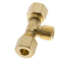 R 3/8'' Male x 10mm Brass Tee Compression Fitting 95 Bar DIN EN 1254-2