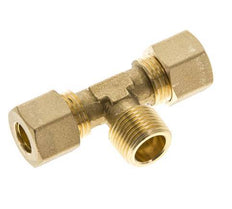R 3/8'' Male x 10mm Brass Tee Compression Fitting 95 Bar DIN EN 1254-2