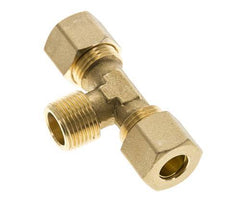 R 3/8'' Male x 10mm Brass Tee Compression Fitting 95 Bar DIN EN 1254-2