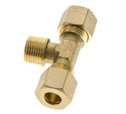 R 3/8'' Male x 10mm Brass Tee Compression Fitting 95 Bar DIN EN 1254-2