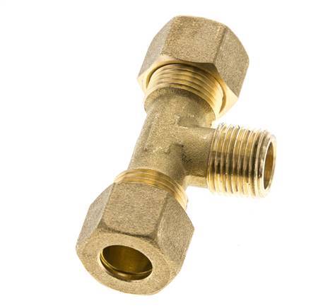 R 3/8'' Male x 12mm Brass Tee Compression Fitting 75 Bar DIN EN 1254-2
