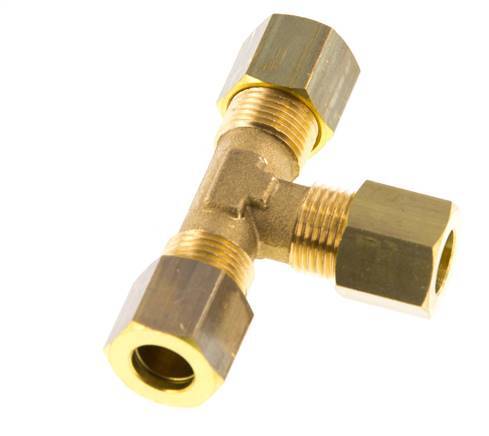 8mm Brass Tee Compression Fitting 135 Bar DIN EN 1254-2