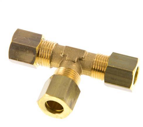 8mm Brass Tee Compression Fitting 135 Bar DIN EN 1254-2