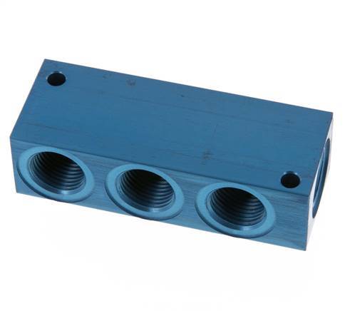 4xG 1/2'' Aluminium Distributor Block One-sided 16 Bar