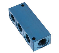 4xG 1/2'' Aluminium Distributor Block One-sided 16 Bar