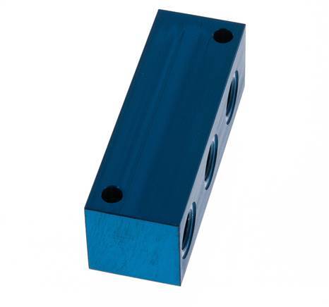 4xG 1/4'' Aluminium Distributor Block One-sided 16 Bar