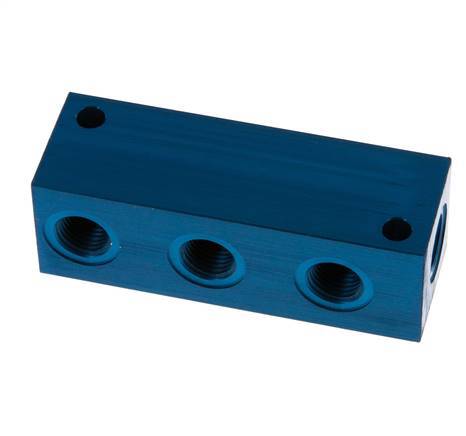 4xG 1/4'' Aluminium Distributor Block One-sided 16 Bar
