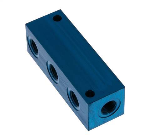 4xG 1/4'' Aluminium Distributor Block One-sided 16 Bar