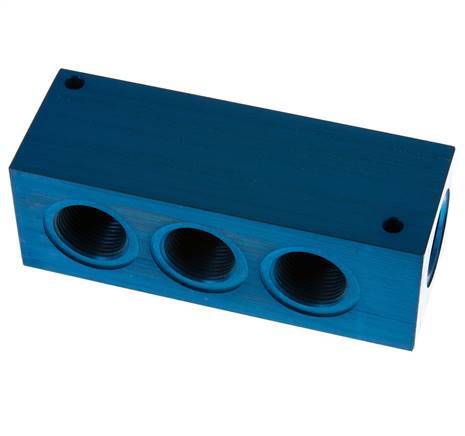 4xG 3/4'' Aluminium Distributor Block One-sided 16 Bar