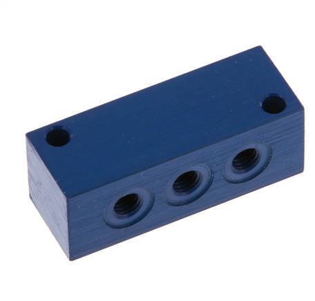 4xM5 Aluminium Distributor Block One-sided 16 Bar