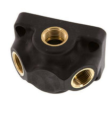 G 1/2'' Plastic Wall Mounted 4-way Air Junction with through-hole 15 Bar