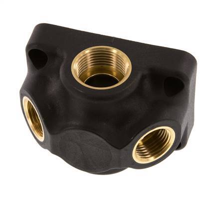 G 3/4'' x G 1/2'' Plastic Wall Mounted 4-way Air Junction with through-hole 15 Bar