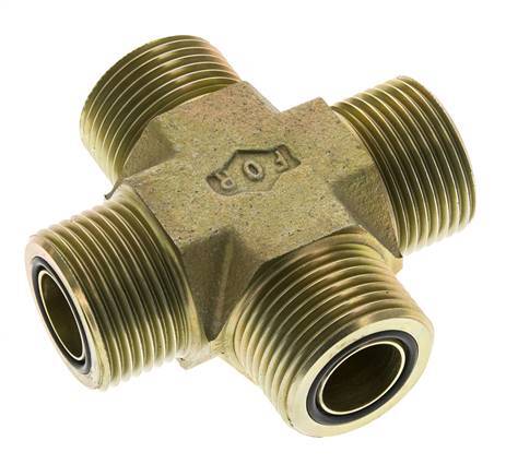 UN 1-3/16''-12 Male Zinc plated Steel Cross ORFS 400 Bar - Hydraulic