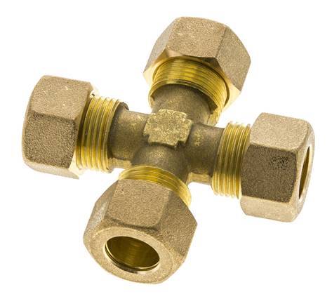 14mm Brass Cross Compression Fitting DIN EN 1254-2