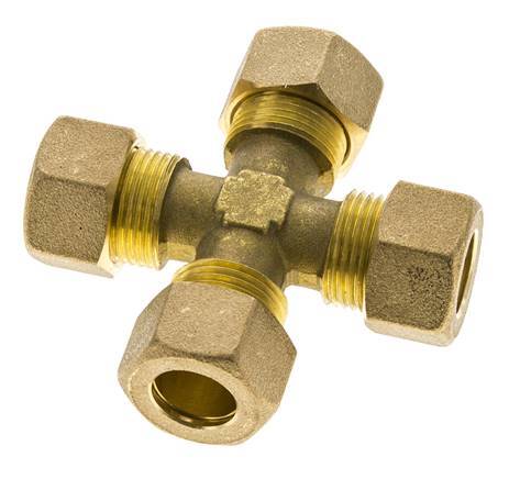 14mm Brass Cross Compression Fitting DIN EN 1254-2