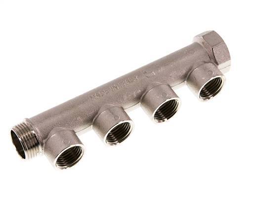G 3/4'' x 4xG 1/2'' F/M/F Nickel plated Brass Distributor pipes 10 Bar
