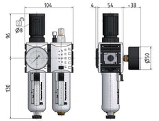 FRL 2-Part G1/4'' 1750 l/min 0.1-2.0bar/1-29psi Semi-Auto Metal Futura 1