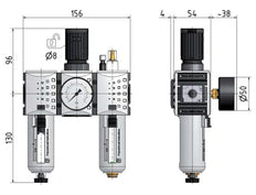 FRL 3-Part G1/4'' 1750 l/min 0.5-16.0bar/7-232psi Semi-Auto Polycarbonate Futura 1