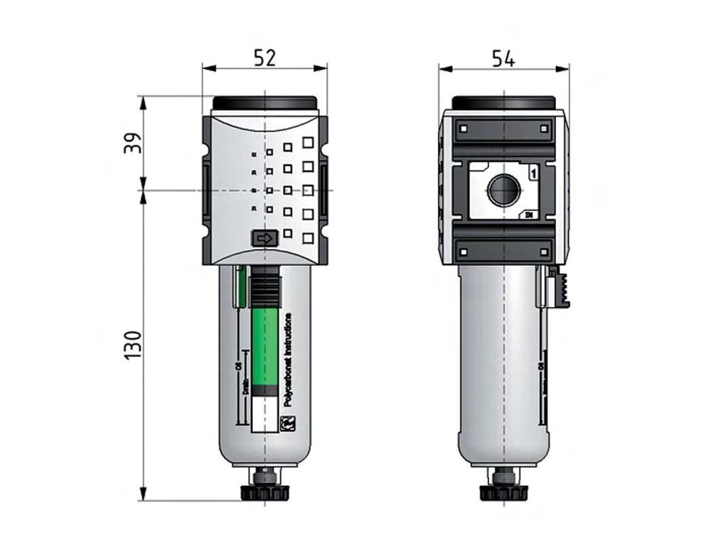 Pre-Filter 0.3microns G3/8'' 300 l/min Semi-Auto Metal Futura 1