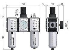 FRL 3-Part G1'' 12000 l/min 0.5-10.0bar/7-145psi Semi-Auto Metal Futura 4