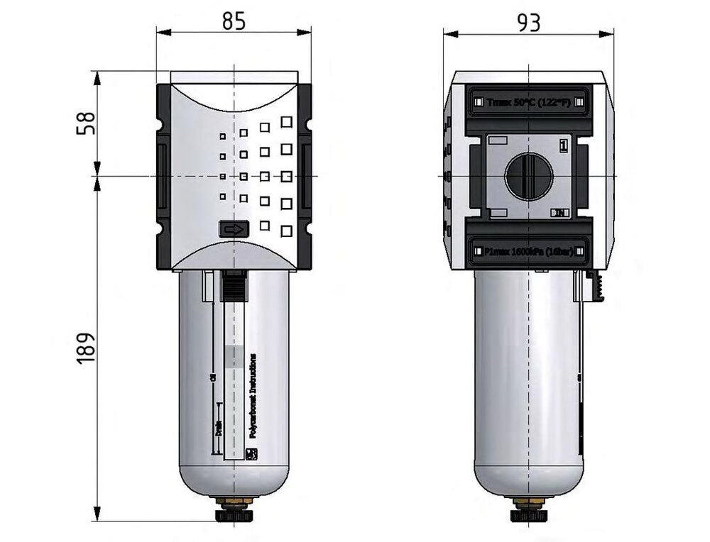 Filter 5microns G3/4'' 8000 l/min Auto Polycarbonate Futura 4