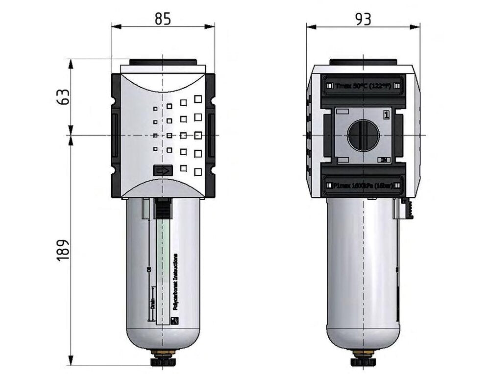 Microfilter 0.01microns G1'' 1500 l/min Auto Polycarbonate Futura 4