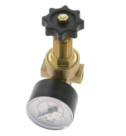 Water & Air Pressure Reducer Brass G1/4'' 2.5 l/min 0.5-10 bar/7-145psi
