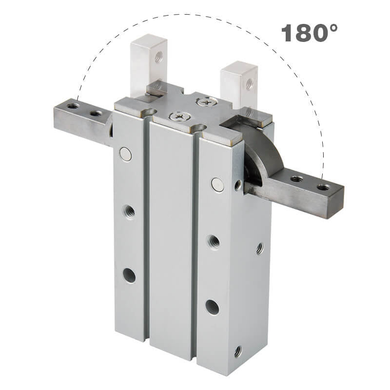 D25 mm 2-Jaw 180 deg Angular Double Acting Pneumatic Gripper Standard Through Hole Jaws