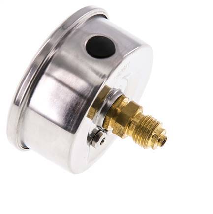 -1..0.6 Bar (-15..9 psi) Glycerin Pressure Gauge Rear Stainless steel/Brass 63 mm Class 1.6