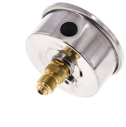 -1..0.6 Bar (-15..9 psi) Glycerin Pressure Gauge Rear Stainless steel/Brass 63 mm Class 1.6
