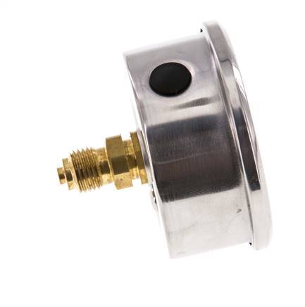 -1..0.6 Bar (-15..9 psi) Glycerin Pressure Gauge Rear Stainless steel/Brass 63 mm Class 1.6