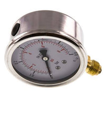 0..0.6 Bar (0..9 psi) Glycerin Pressure Gauge Below Stainless steel/Brass 63 mm Class 1.6