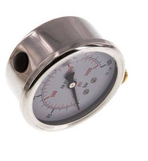 0..100 Bar (0..1450 psi) Glycerin Pressure Gauge Below Stainless steel/Brass 63 mm Class 1.6
