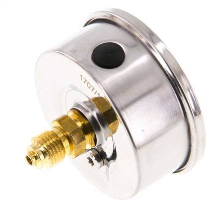 0..10 Bar (0..145 psi) Glycerin Pressure Gauge Rear Stainless steel/Brass 63 mm Class 1.6