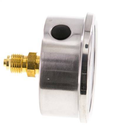 0..10 Bar (0..145 psi) Glycerin Pressure Gauge Rear Stainless steel/Brass 63 mm Class 1.6
