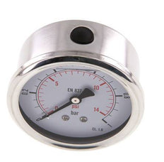 0..1 Bar (0..15 psi) Glycerin Pressure Gauge Rear Stainless steel/Brass 63 mm Class 1.6