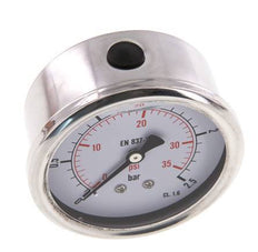 0..2.5 Bar (0..36 psi) Glycerin Pressure Gauge Rear Stainless steel/Brass 63 mm Class 1.6