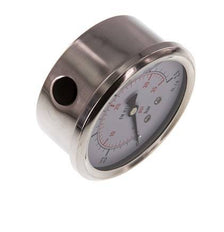 0..2.5 Bar (0..36 psi) Glycerin Pressure Gauge Below Stainless steel/Brass 63 mm Class 1.6