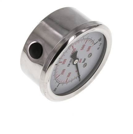 0..40 Bar (0..580 psi) Glycerin Pressure Gauge Below Stainless steel/Brass 63 mm Class 1.6
