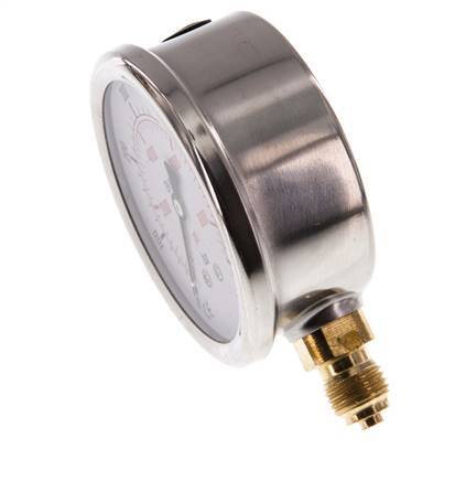 0..600 Bar (0..8702 psi) Glycerin Pressure Gauge Below Stainless steel/Brass 63 mm Class 1.6