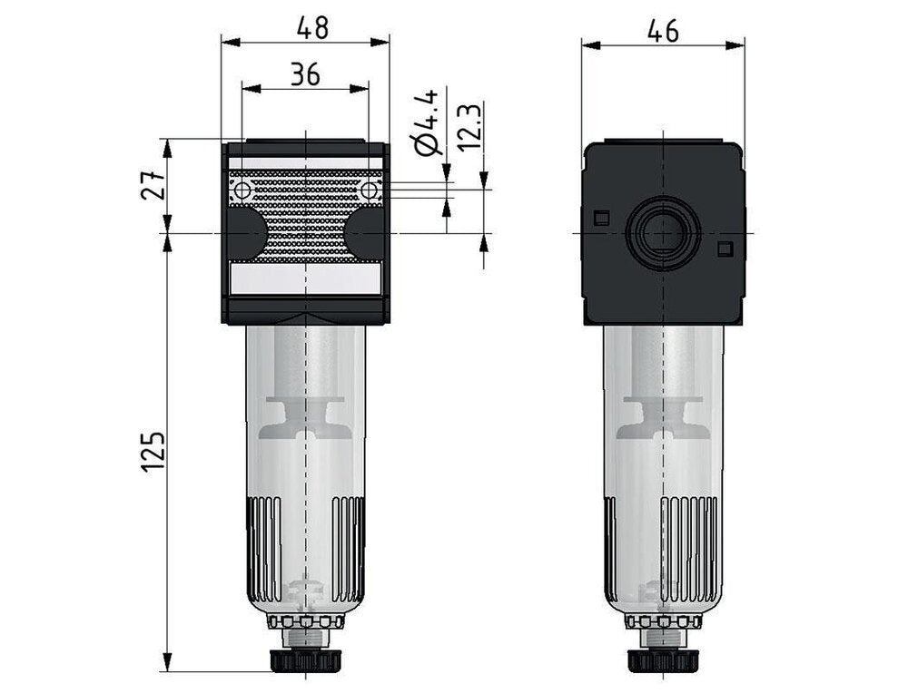 Filter 5microns G3/8'' 2000 l/min Semi-Auto Protective Cage Polycarbonate Multifix 1