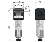 Filter 5microns G3/8'' 2000 l/min Semi-Auto Protective Cage Polycarbonate Multifix 1